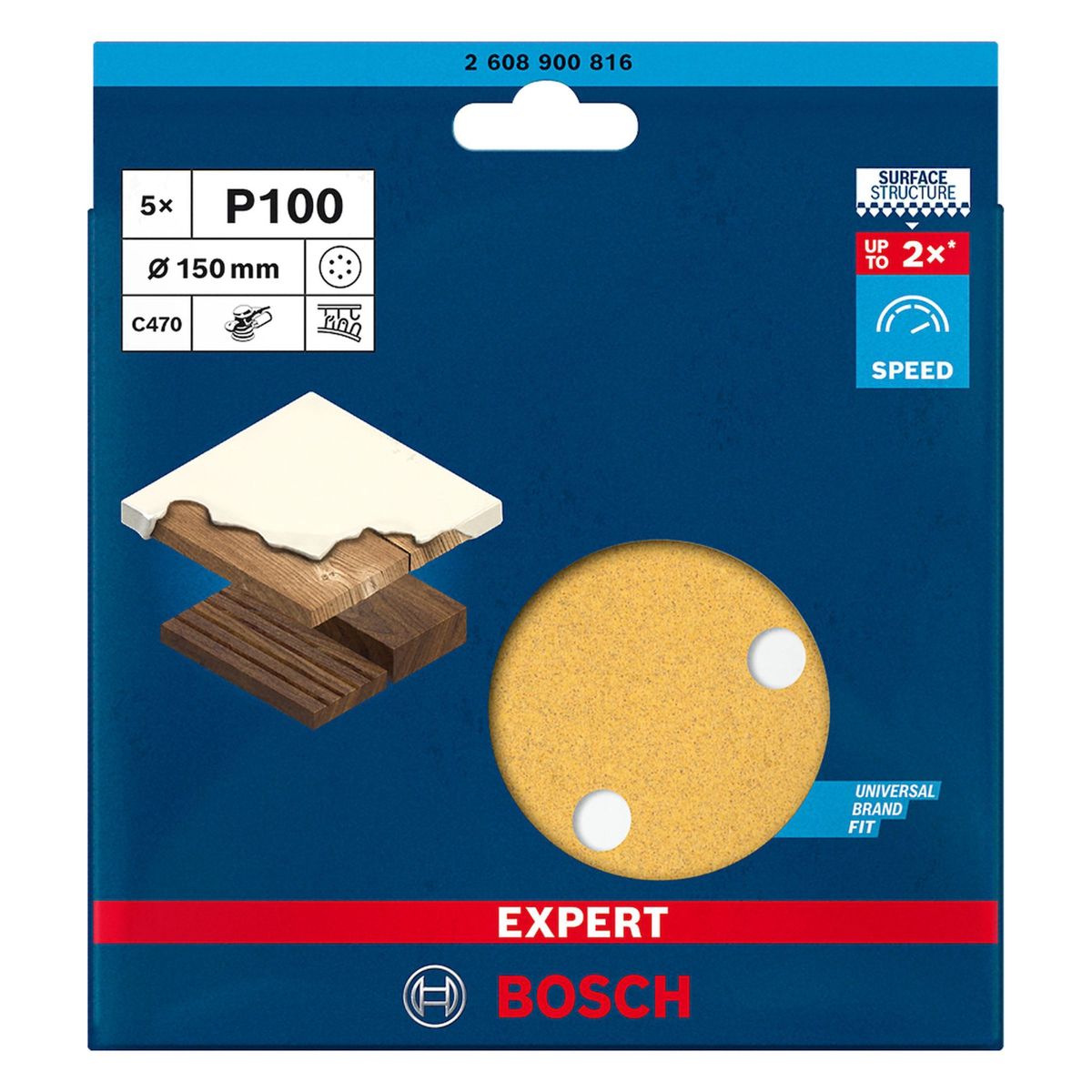 BOSCH - Disco de Lija 150 mm 5 und Grano 100 Bosch