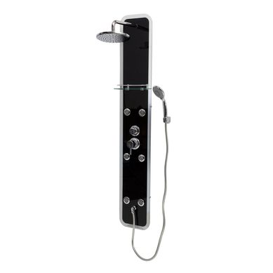 Columna de Ducha Hidromasaje Vidrio Templado 150x25cm Negra