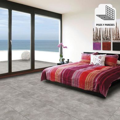 Cermica Gris Rstico 46x46cm 2.08m2 Concreto Grey