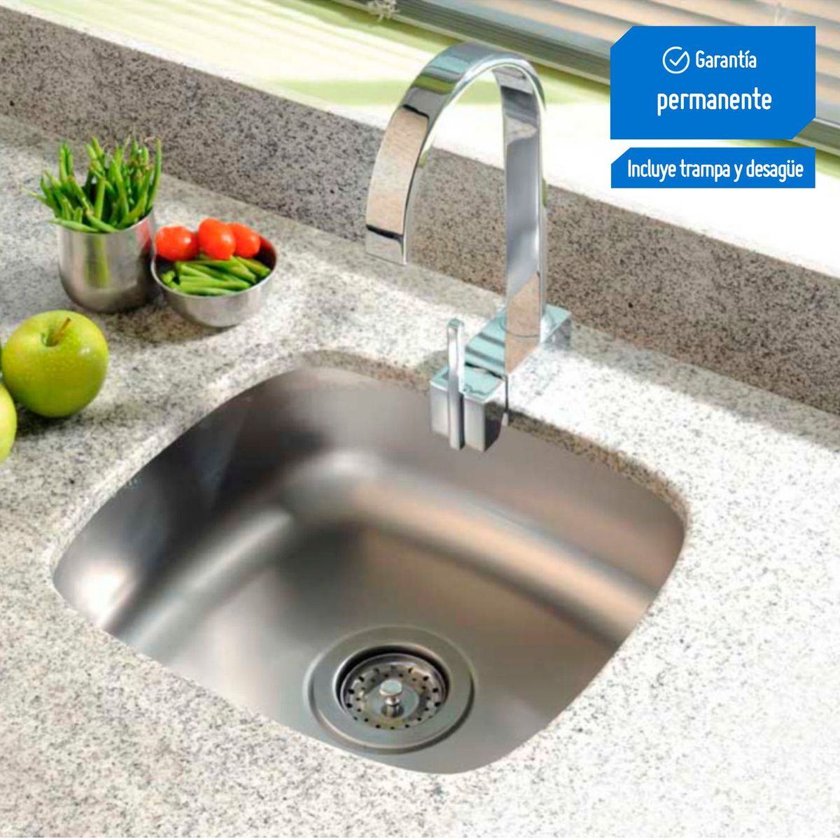 RECORD - Lavadero de Cocina Record Acero Inoxidable 1 Poza Antartico 47.5x40cm