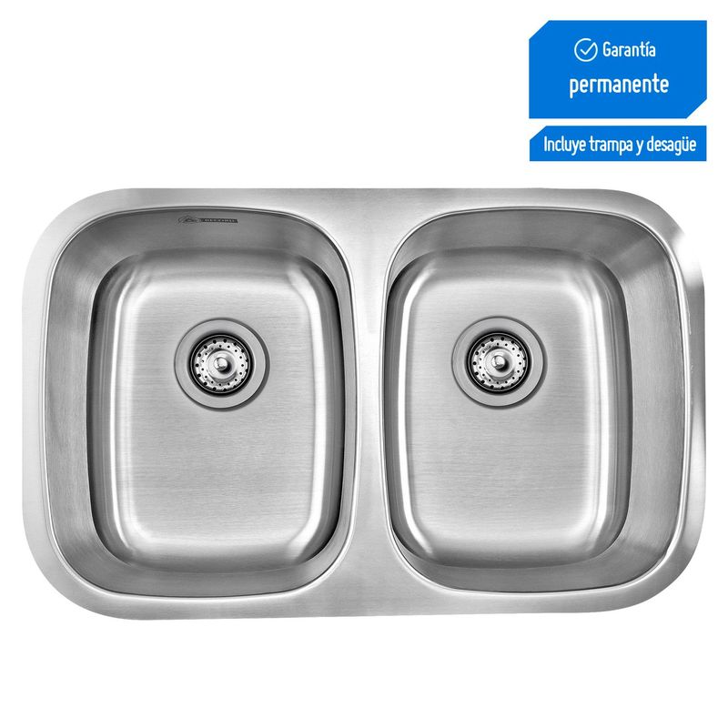 RECORD - Lavadero de Cocina Record Acero Inoxidable 2 Pozas Atlantico 75x47.3cm
