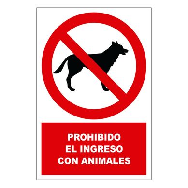 Seal de Prohibido el Ingreso con Animales 15x22.5 cm.