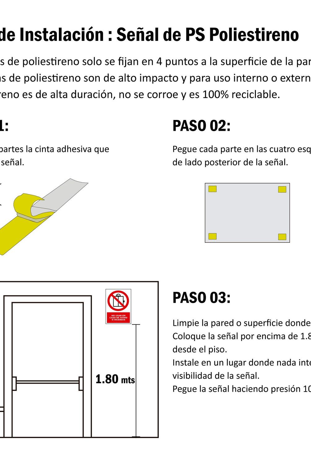FIXSER - Señal de Prohibido Usar en Caso de Sismo 15x22.5 cm.