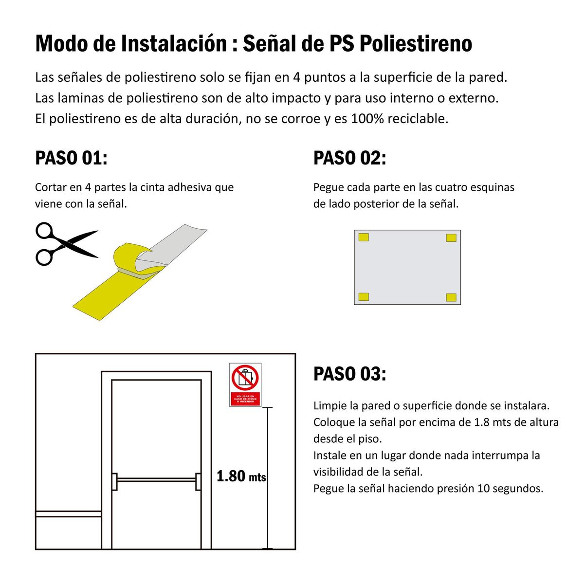 FIXSER - Señal de Prohibido Usar en Caso de Sismo 15x22.5 cm.