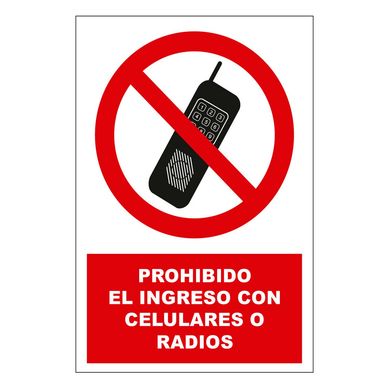 Seal de Prohibido el Ingreso con Celulares 15x22.5 cm.