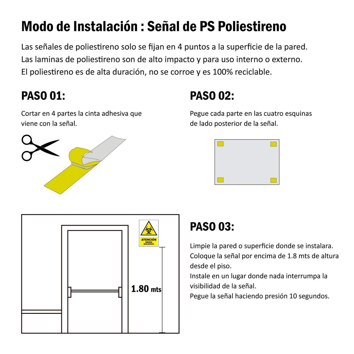 FIXSER - Señal de Atenicón Riesgo Biológico 15x22.5 cm.