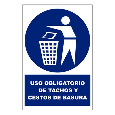 Seal de Obligatorio Uso de Tachos de Basura 20x30 cm.