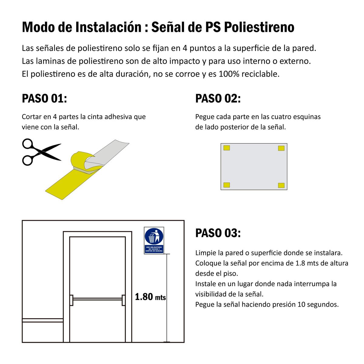 FIXSER - Señal de Obligatorio Uso de Tachos de Basura 20x30 cm.
