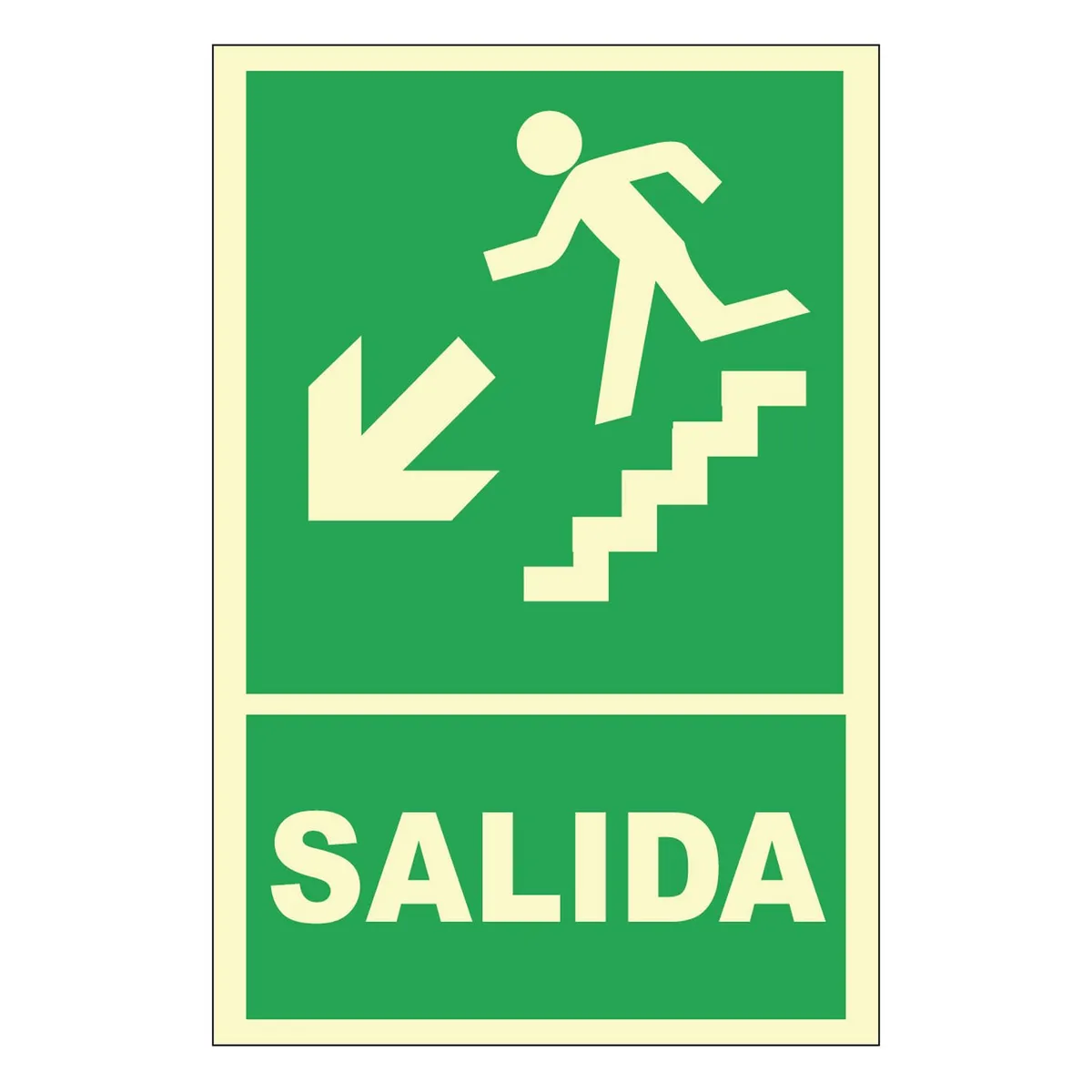 FIXSER - Señal de Escalera Abajo Izquierda Fotoluminiscente 20x30 cm.