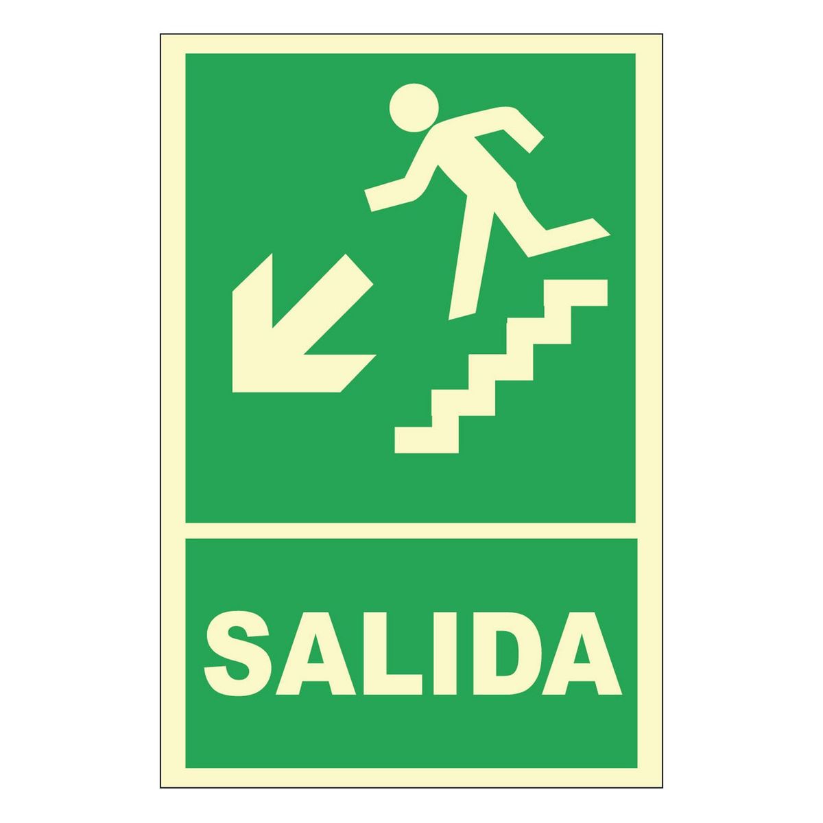 FIXSER - Señal de Escalera Abajo Izquierda Fotoluminiscente 20x30 cm.