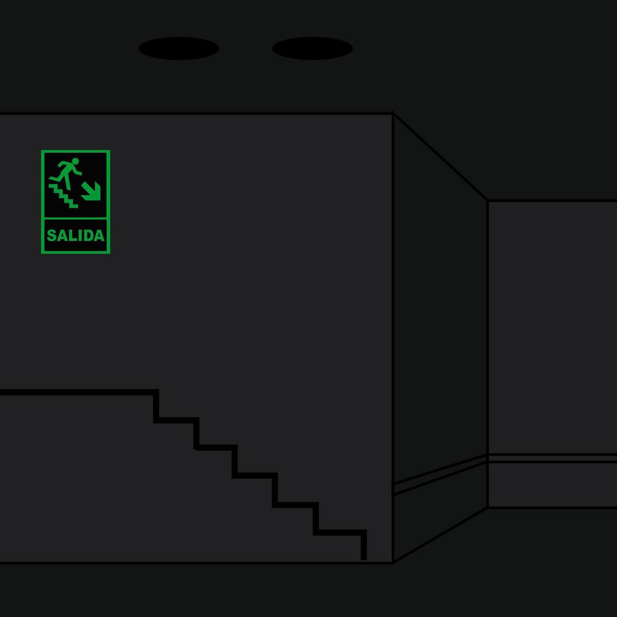 FIXSER - Señal de Escalera Abajo Derecha Fotoluminiscente 20x30 cm.