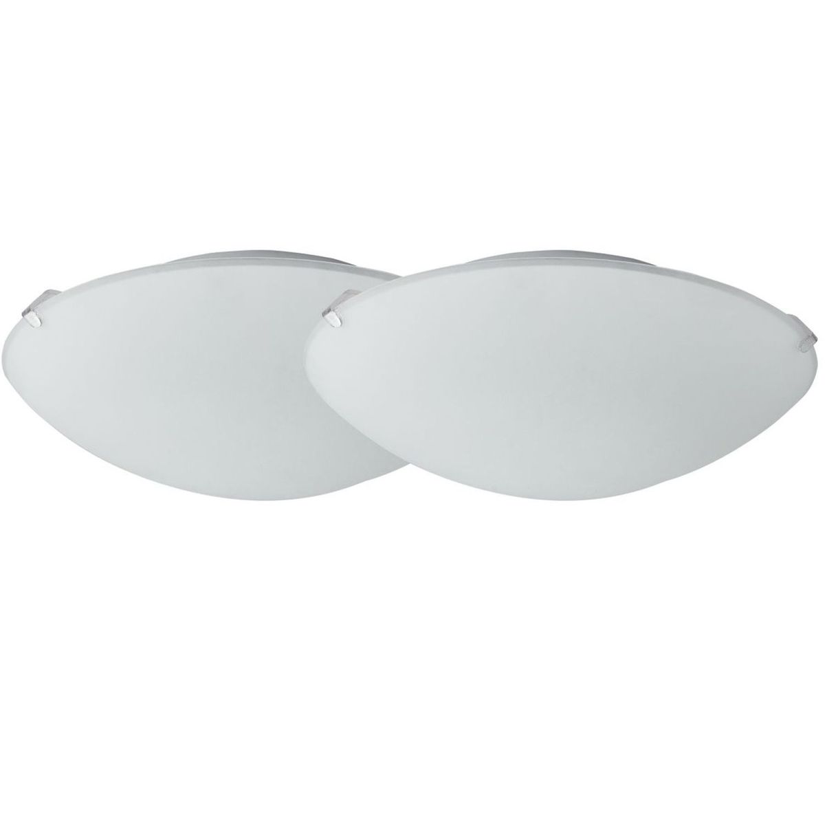 CASA BONITA - Pack x2 Plafones de Vidrio 1 Luz Metal Blanco 60 W 25 cm