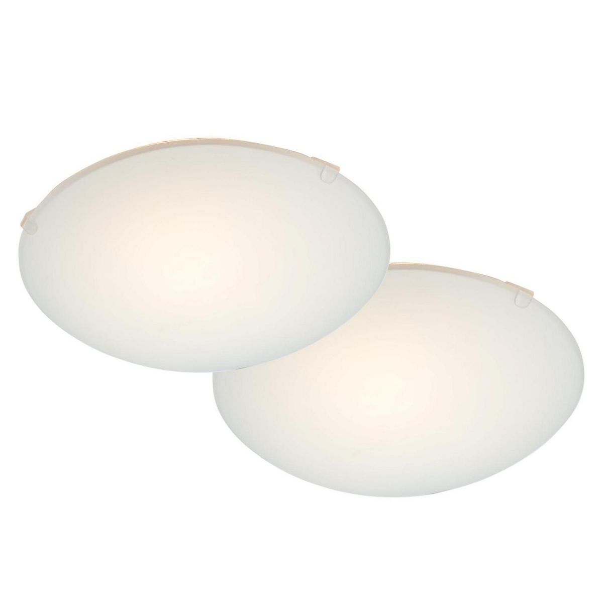 CASA BONITA - Pack x2 Plafones de Vidrio 1 Luz Metal Blanco 60 W 25 cm