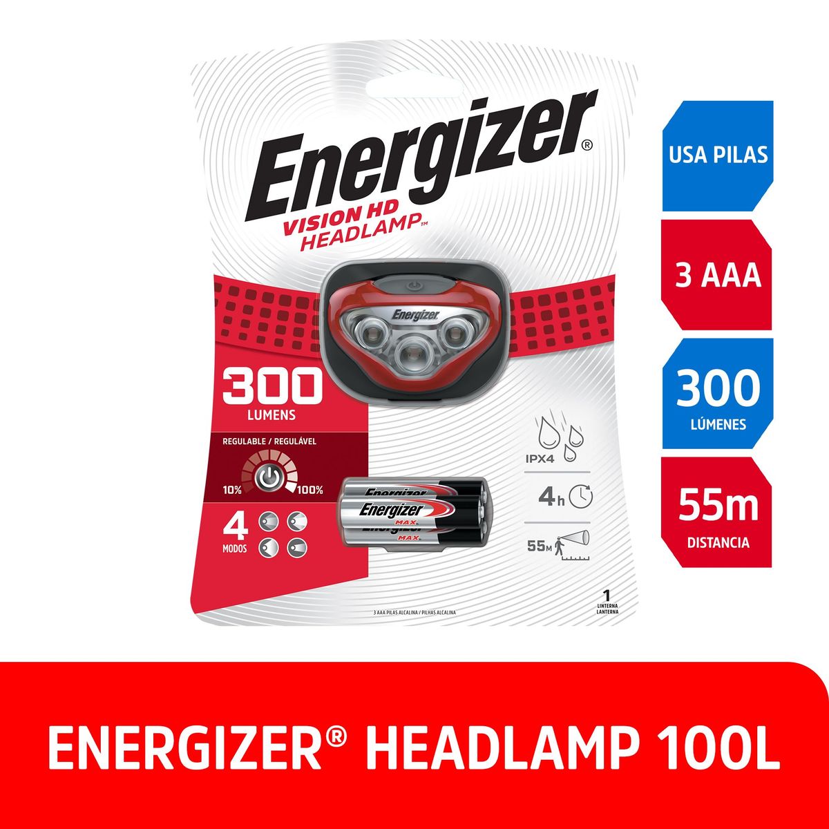 ENERGIZER - Linterna de Cabeza 300lm Energizer