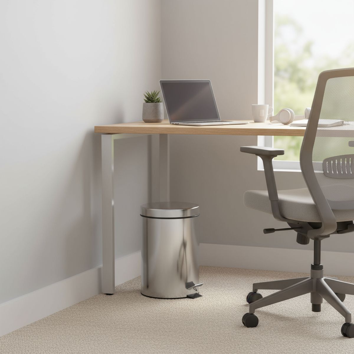 JUST HOME COLLECTION - Set Papeleras Redondas de Metal con Pedal 7L