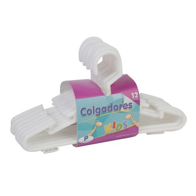 Set 12 Colgadores de Ropa de Plastico Kids Blanco