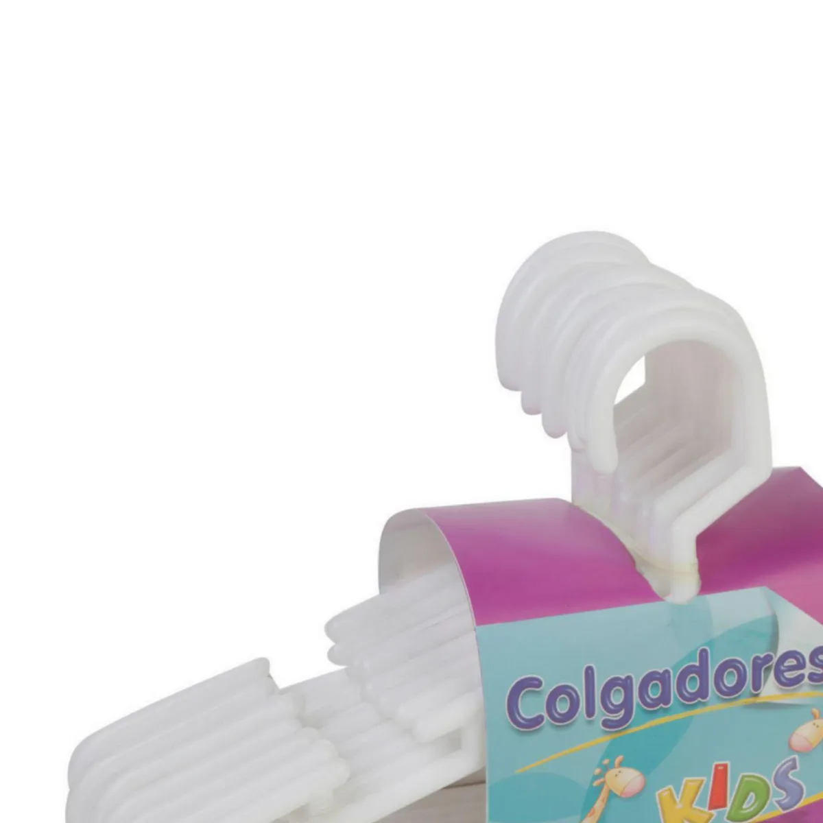 INDECOEL - Set 12 Colgadores de Ropa de Plastico Kids Blanco