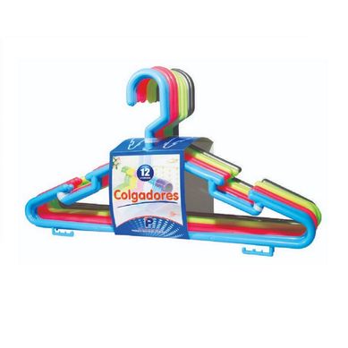 Set 12 Colgadores de Ropa de Plastico Multicolor