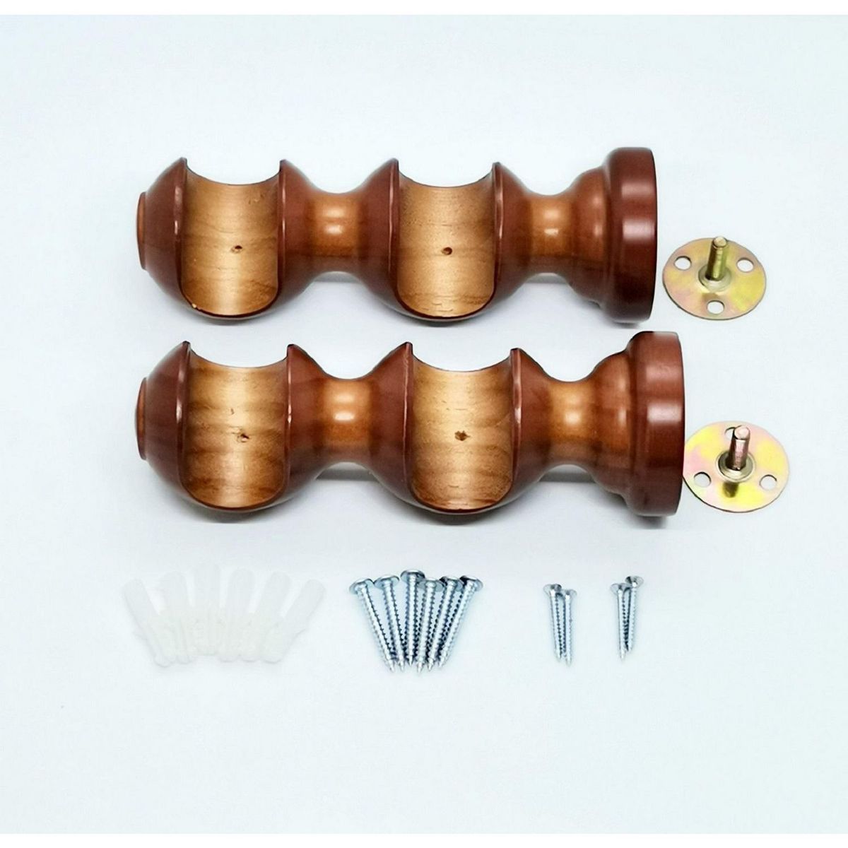 JUST HOME COLLECTION - Soporte doble Muro madera chocolate 28/28mm (2un)