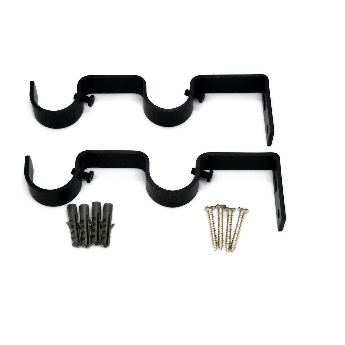 JUST HOME COLLECTION - Soporte doble Muro fierro negro 28/28mm (2un)