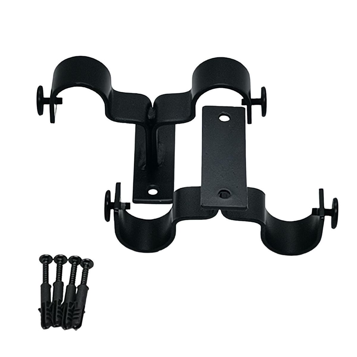 JUST HOME COLLECTION - Soporte doble Techo fierro negro 28/28mm (2un)