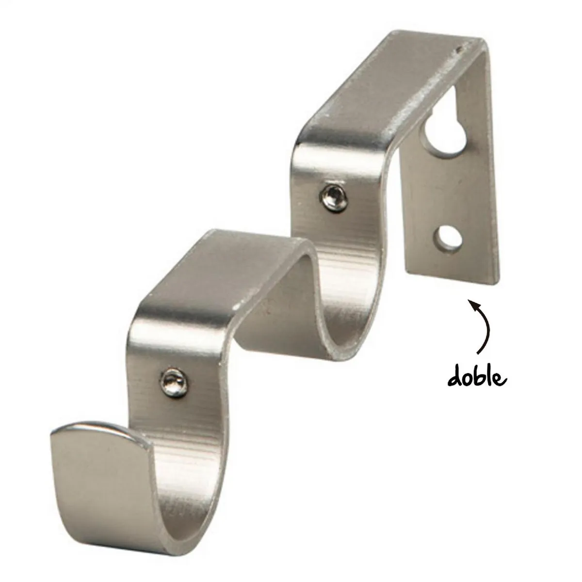 JUST HOME COLLECTION - Soporte doble Muro plateado 28mm (2un)