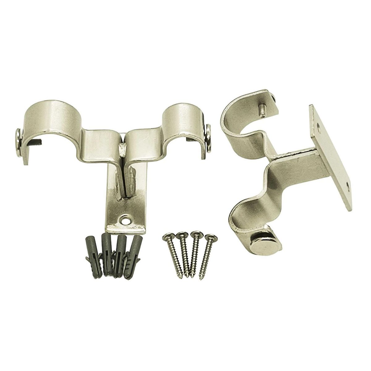 JUST HOME COLLECTION - Soporte doble Techo plateado 28/28mm (2un)