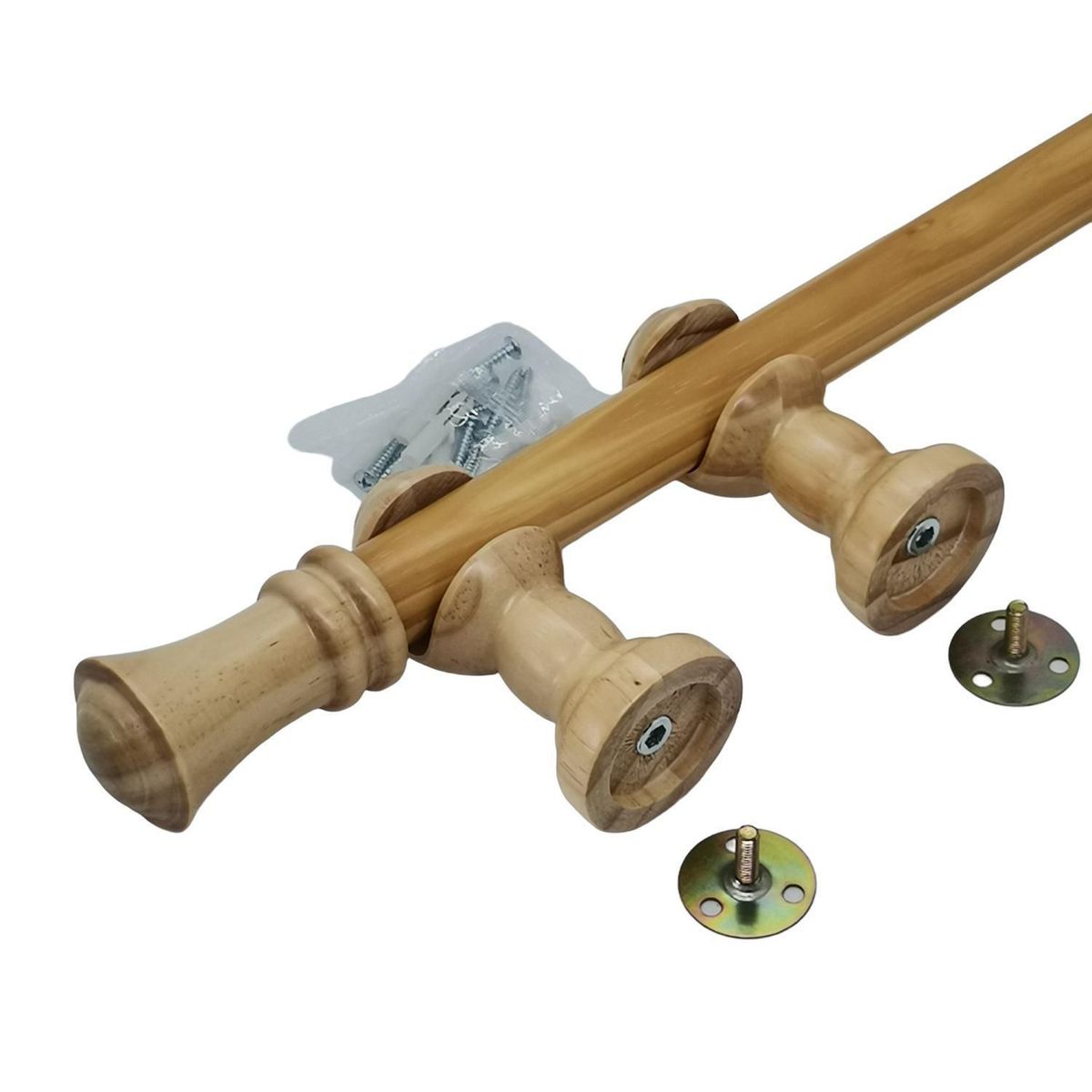 JUST HOME COLLECTION - Set cortinero madera chocolate/natural 28mm 2.00m