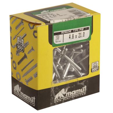 Remache Aluminio Tipo Pop 4x21 mm x 100 unid