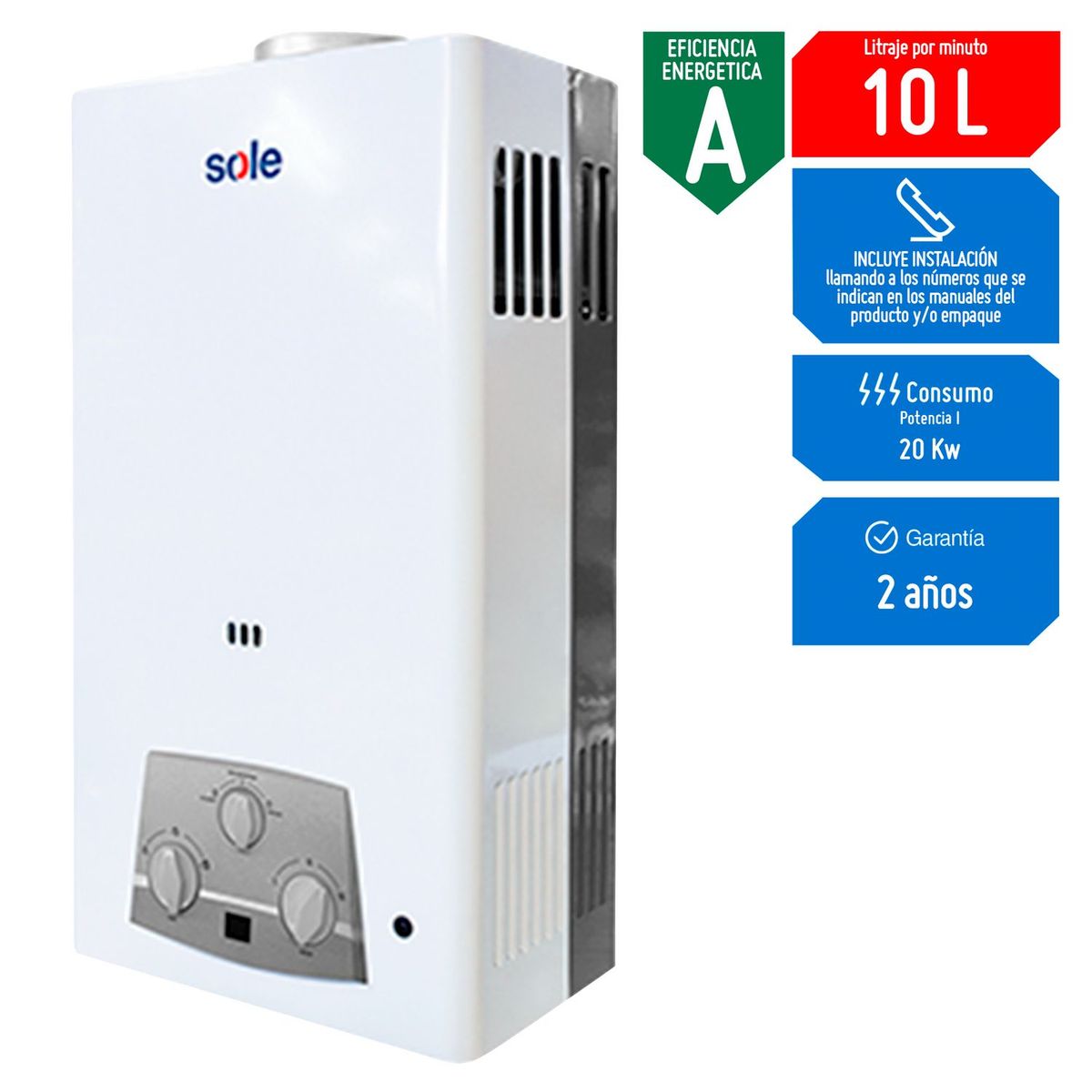 SOLE - Terma a Gas Sole GN 10 litros Tiro Natural