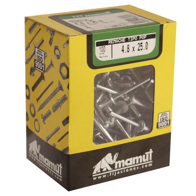 Remache Aluminio Tipo Pop 48x25 mm x 100 unid