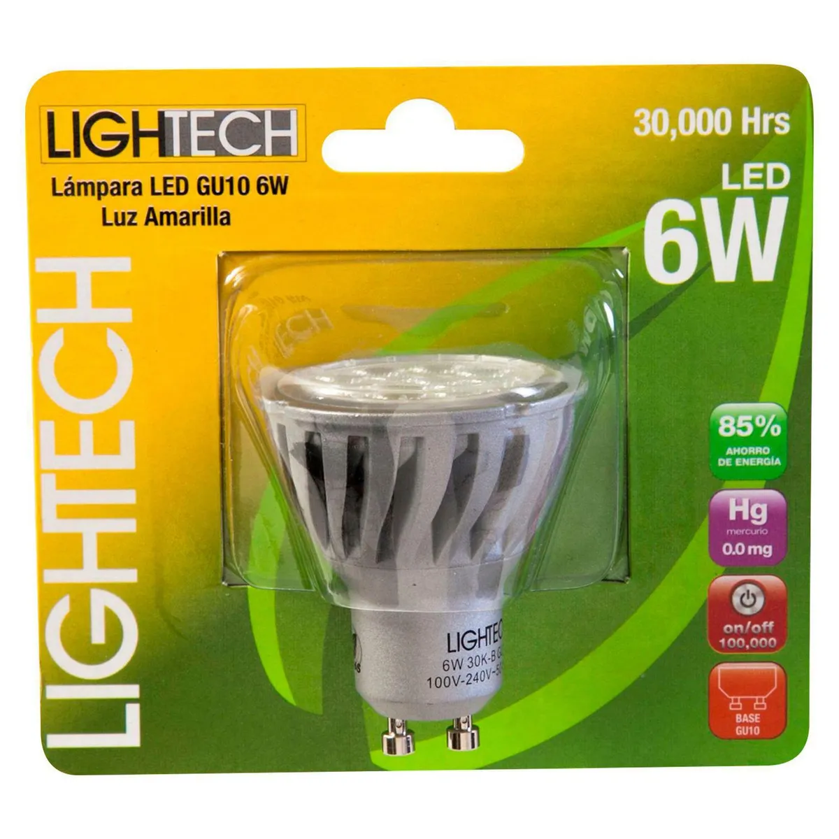LIGHTECH - Foco Dicroico LED GU10 6W Luz Cálida