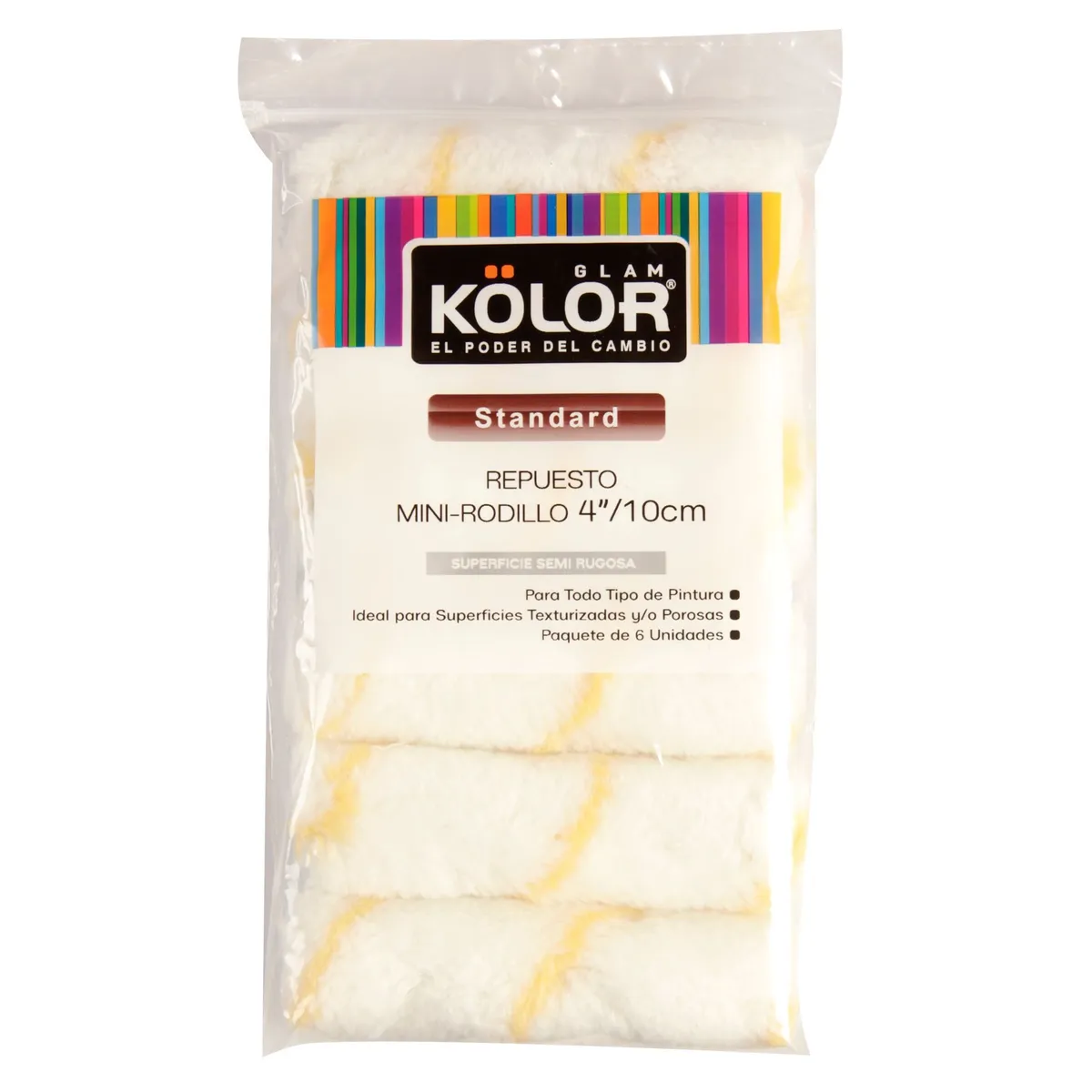 KOLOR - Pack 6 repuestos para mini rodillos 4''