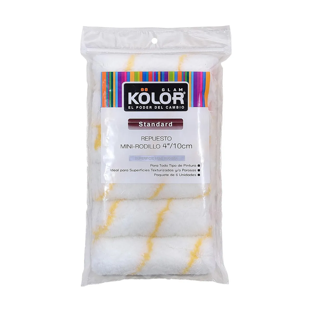 KOLOR - Pack 6 repuestos para mini rodillos 4''