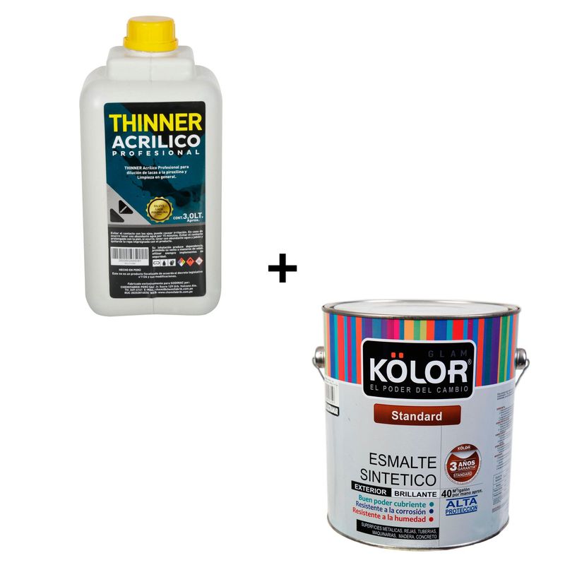 - Combo Esmalte sintético Estándar azul ultramar 1 gl Kolor + Thiner acrílico profesional 3L Karson