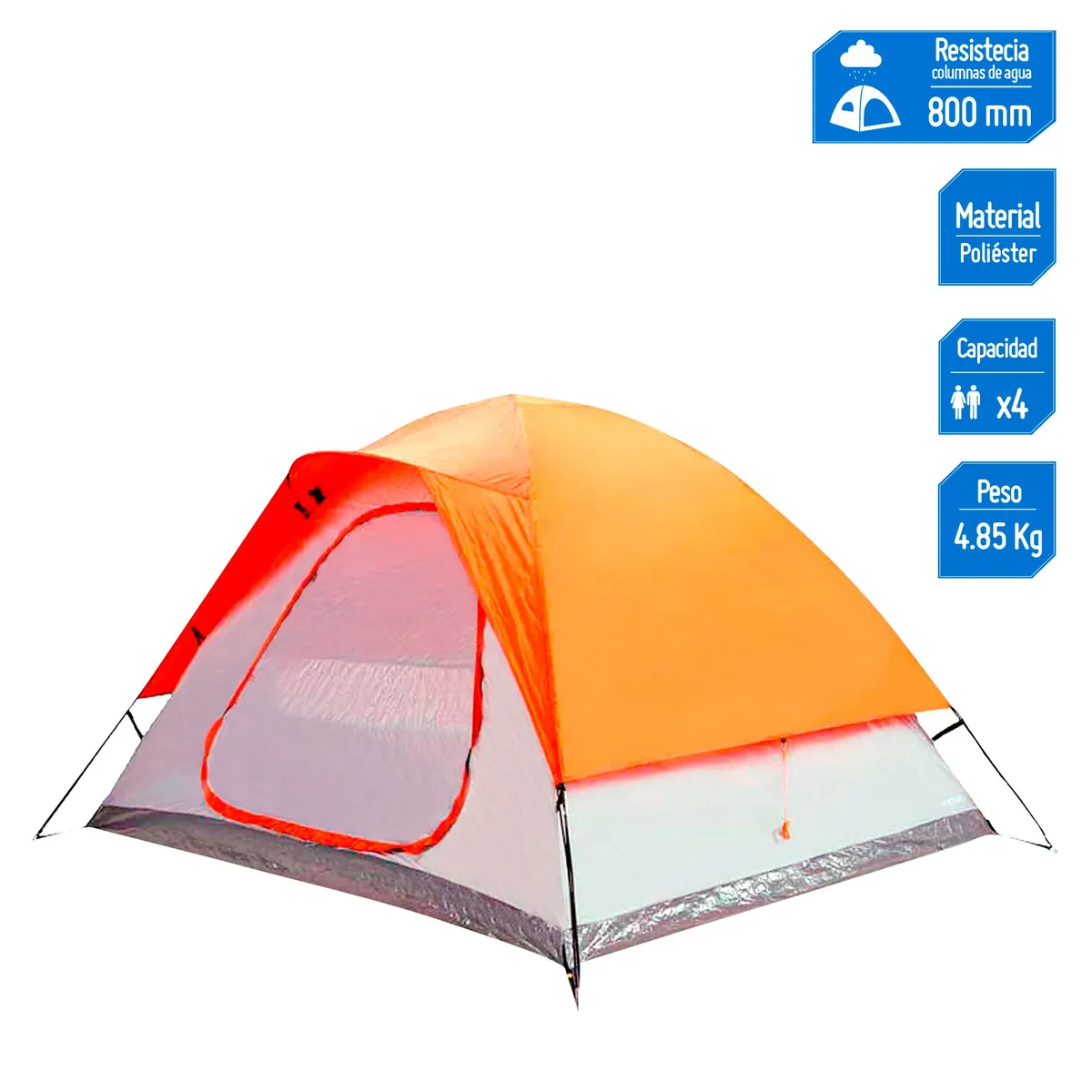 KLIMBER - Carpa 4 Personas Klimber Máncora Naranja/Gris