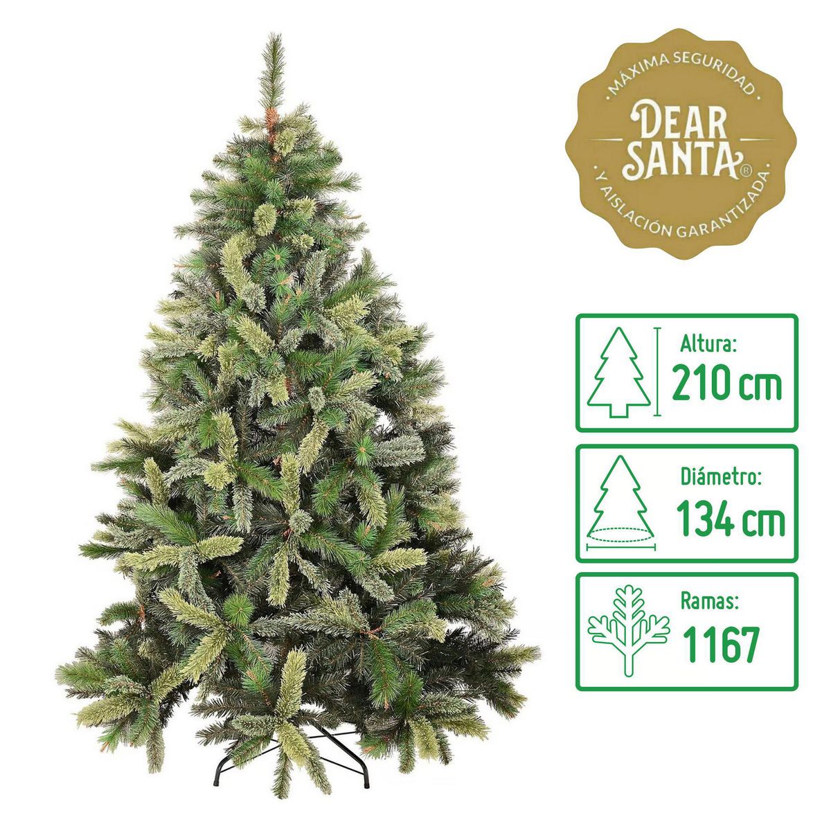 DEAR SANTA - Árbol de Navidad 210cm 1167 Ramas Verde