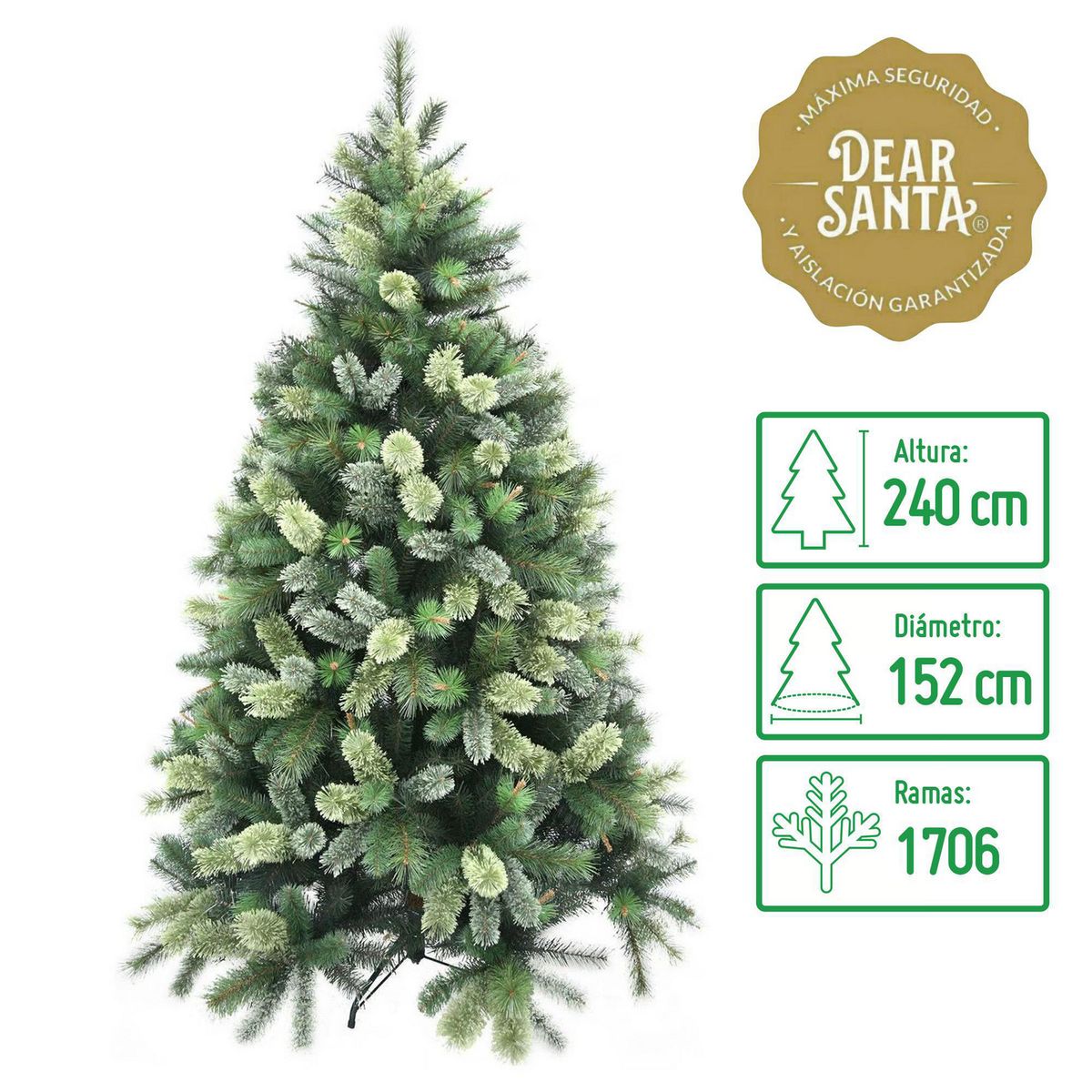 DEAR SANTA - Árbol de Navidad 240cm 1706 Ramas Verde