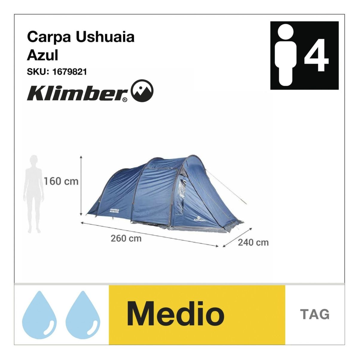 KLIMBER - Carpa 4 Personas Klimber Ushuaia Azul