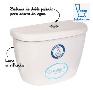 Tanque Inodoro Italgrif Cancun Blanco