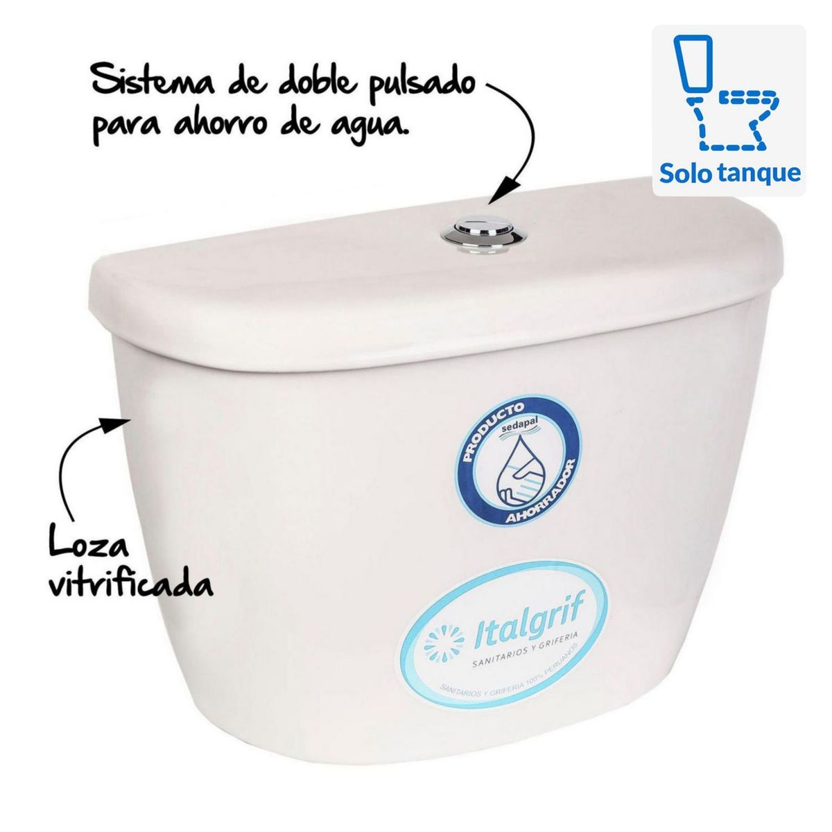 ITALGRIF - Tanque Inodoro Italgrif Cancun Blanco