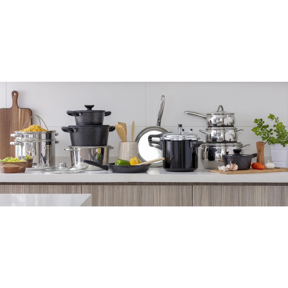 JUST HOME COLLECTION - Olla para Pasta Acero Inoxidable 8L