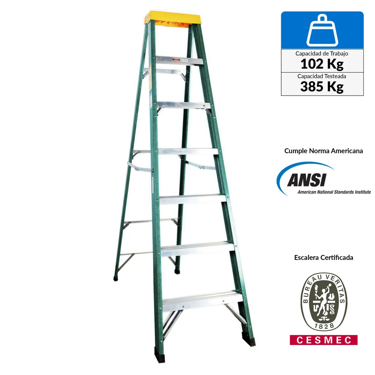 REDLINE - Escalera de tijera de Fibra de Vidrio 6 pasos