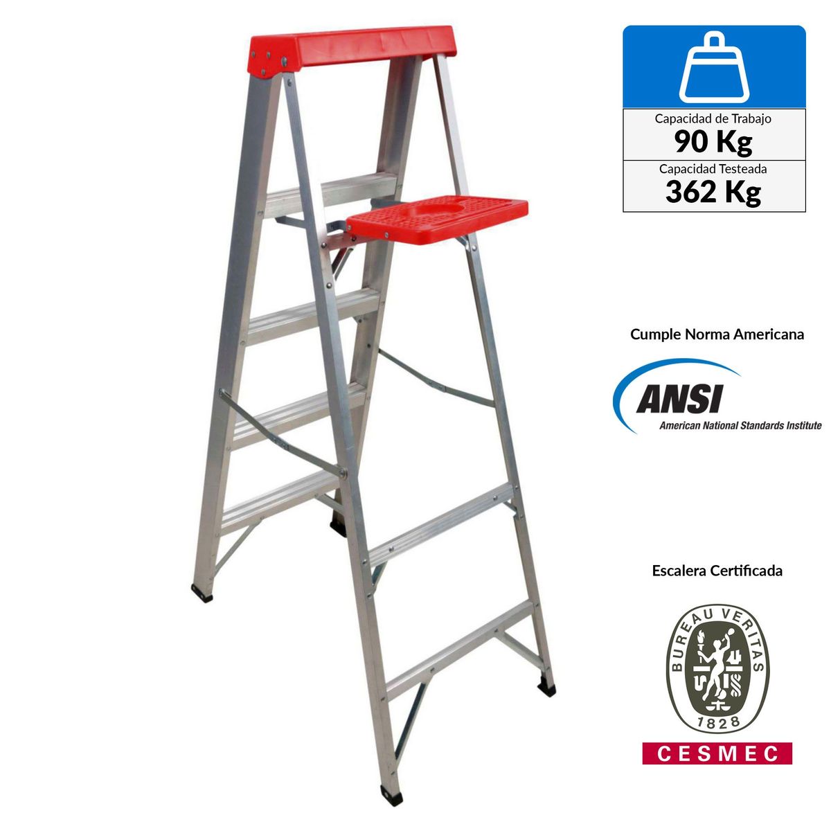 REDLINE - Escalera de tijera de Aluminio 4 pasos