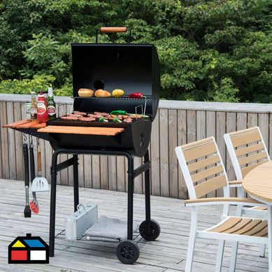 Parrilla a Carbn 132x90x72cm + Chimenea + 2 Bandejas Laterales 