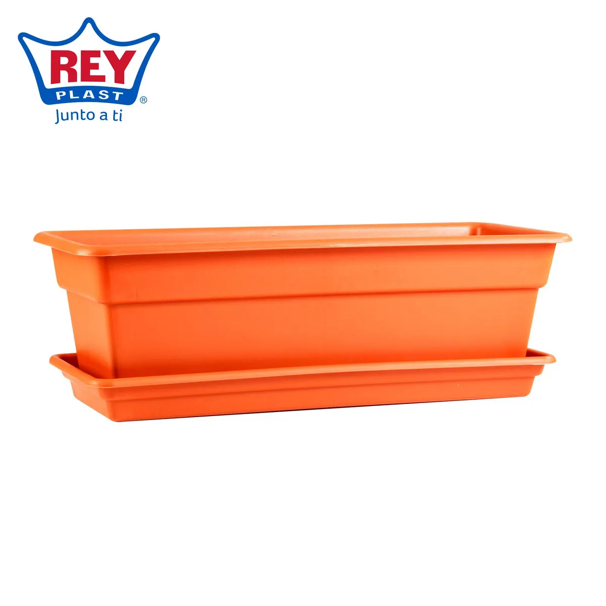 REYPLAST - Maceta Durakotta Rectangular con Base Naranja 45x14.7x