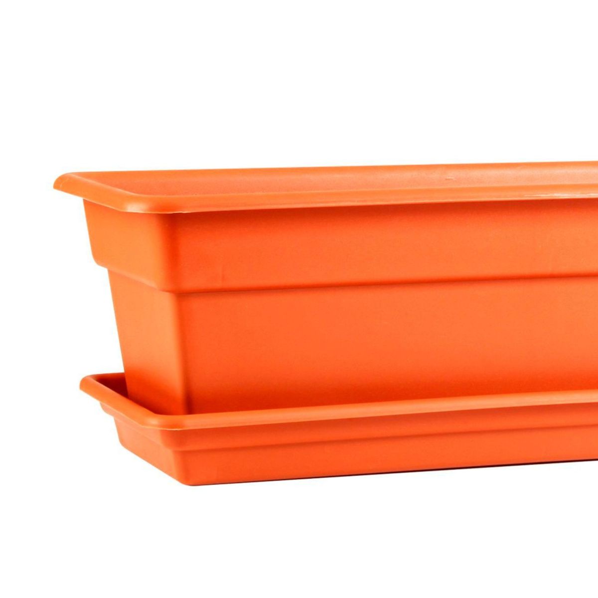 REYPLAST - Maceta Durakotta Rectangular con Base Naranja 45x14.7x
