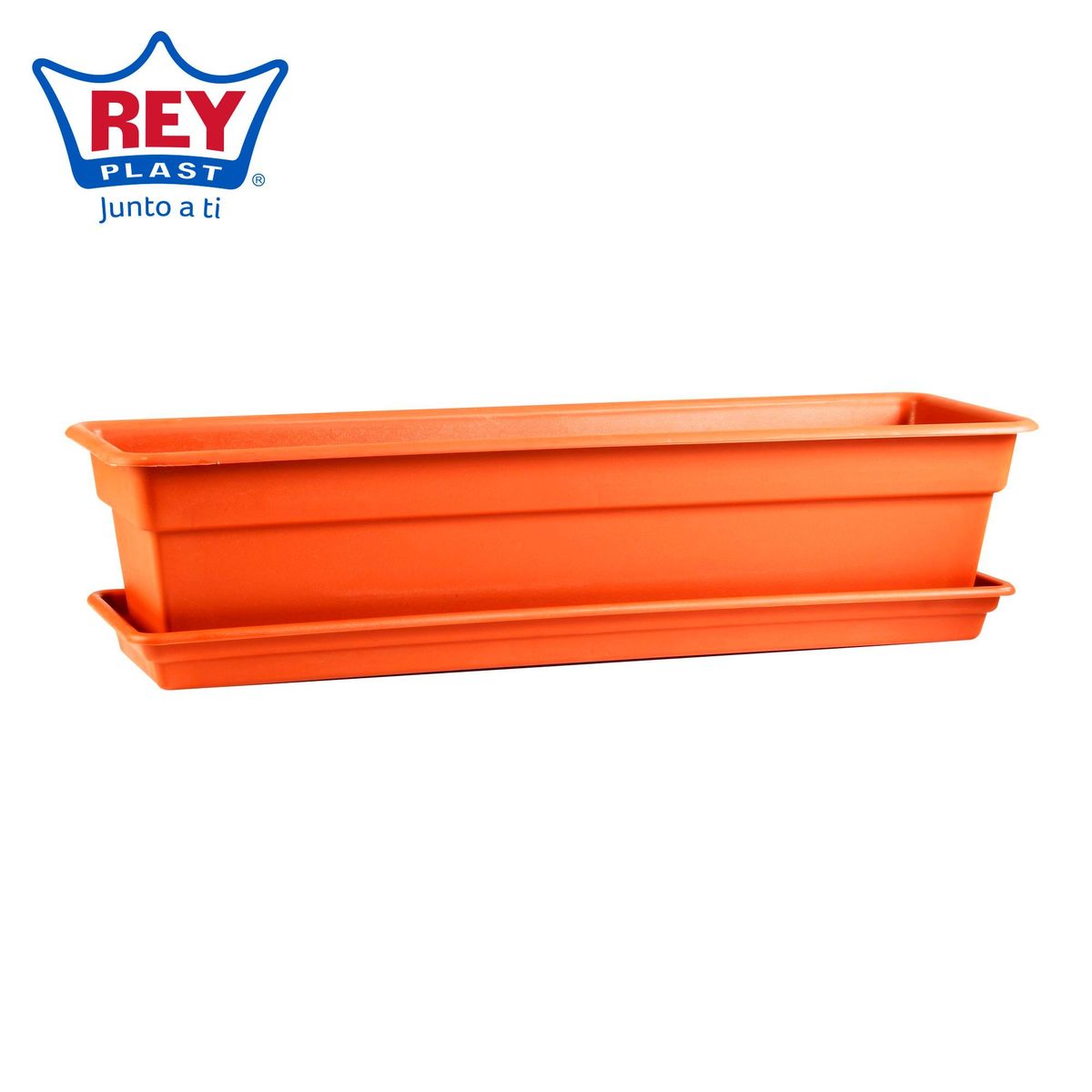 REYPLAST - Maceta Durakotta Rectangular con Base Naranja 60.8x14.7x