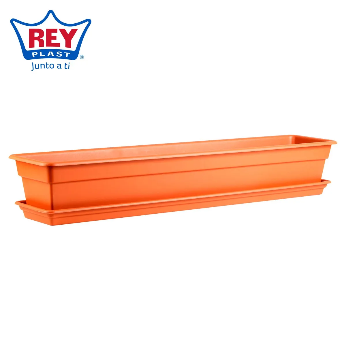 REYPLAST - Maceta Durakotta Rectangular con Base Naranja 91x14.7x