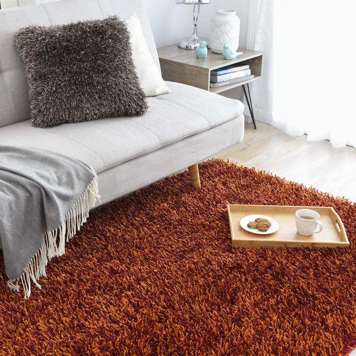 JUST HOME COLLECTION - Alfombra Rectangular Naranjo Shaggy Dark